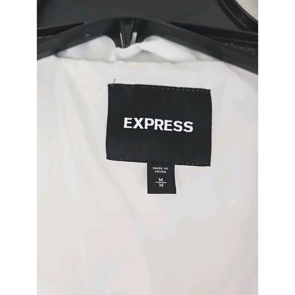 EXPRESS ~Men's Size M~ White Snow Puffer Watetproof & Warm Coat Zip-Up Jacket. - Picture 7 of 16